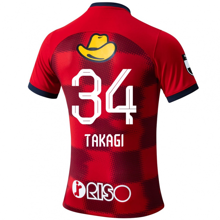 Kandiny Heren Haruto Takagi #34 Rood Blauw Wit Thuisshirt Thuistenue 2024/25 T-Shirt