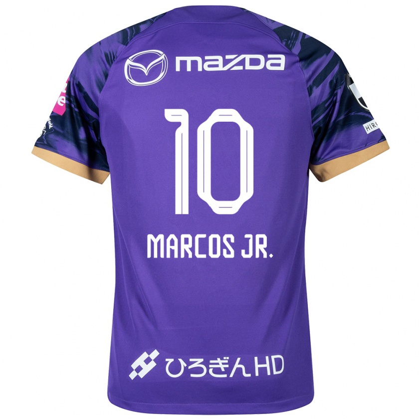 Kandiny Uomo Maglia Marcos Júnior #10 Viola Bianco Kit Gara Home 2024/25 Maglietta