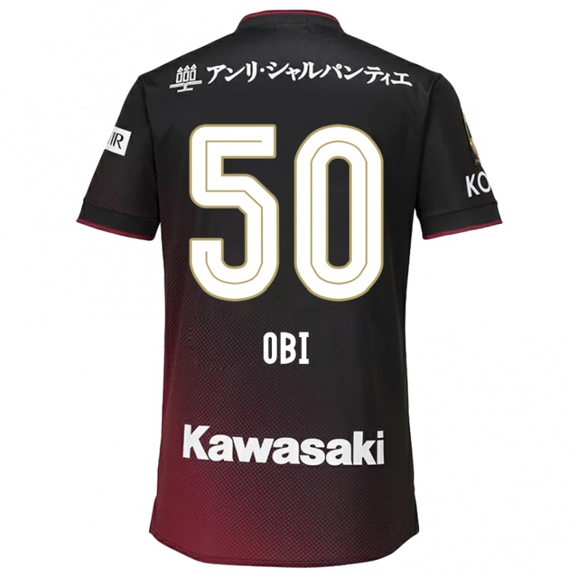 Kandiny Uomo Maglia Powell Obinna Obi #50 Nero Rosso Kit Gara Home 2024/25 Maglietta