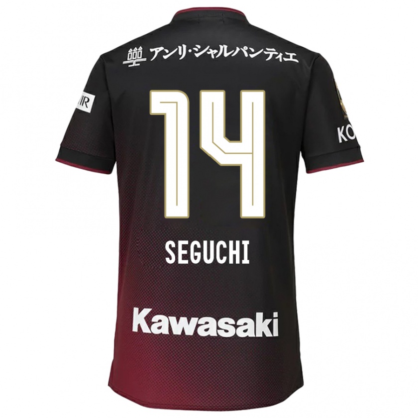 KandinyメンズTaiga Seguchi#14ブラックレッドホームシャツ2024/25ジャージーユニフォーム