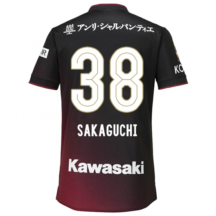 Kandiny Uomo Maglia Yuki Sakaguchi #38 Nero Rosso Kit Gara Home 2024/25 Maglietta