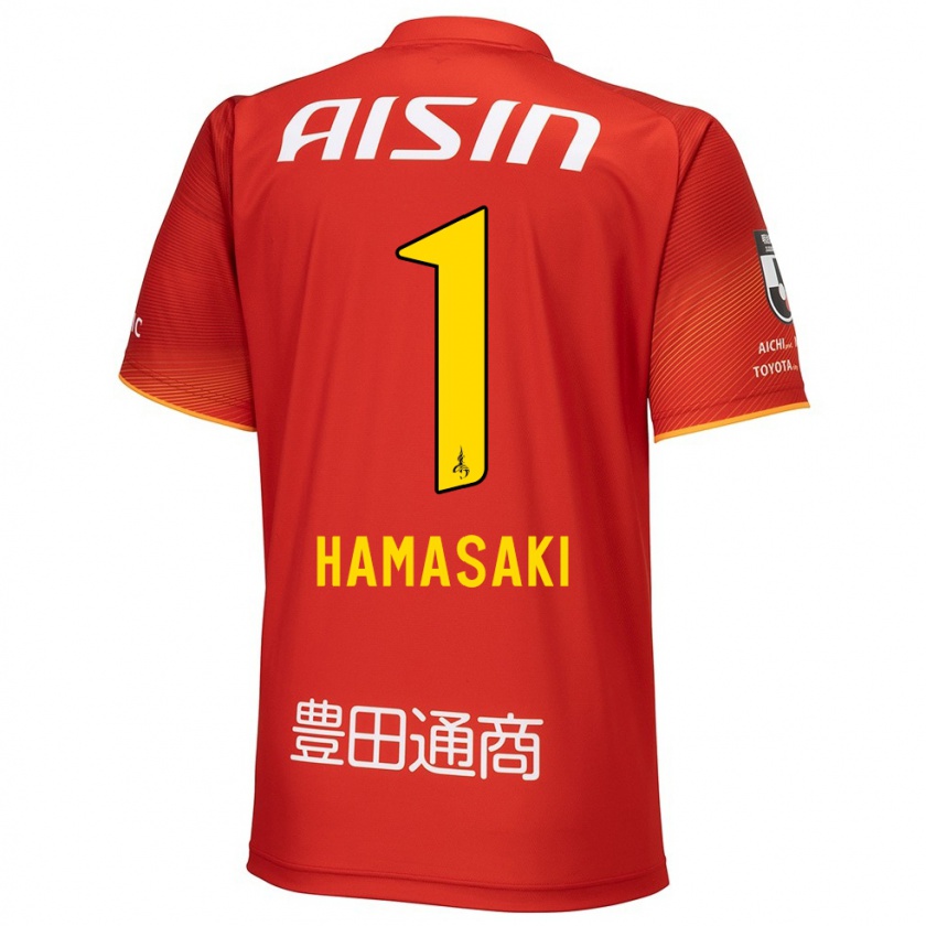 Kandiny Hombre Camiseta Shiki Hamasaki #1 Rojo Blanco Amarillo 1ª Equipación 2024/25 La Camisa