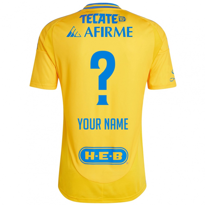 Kandiny Uomo Maglia Il Tuo Nome #0 Oro Giallo Kit Gara Home 2024/25 Maglietta