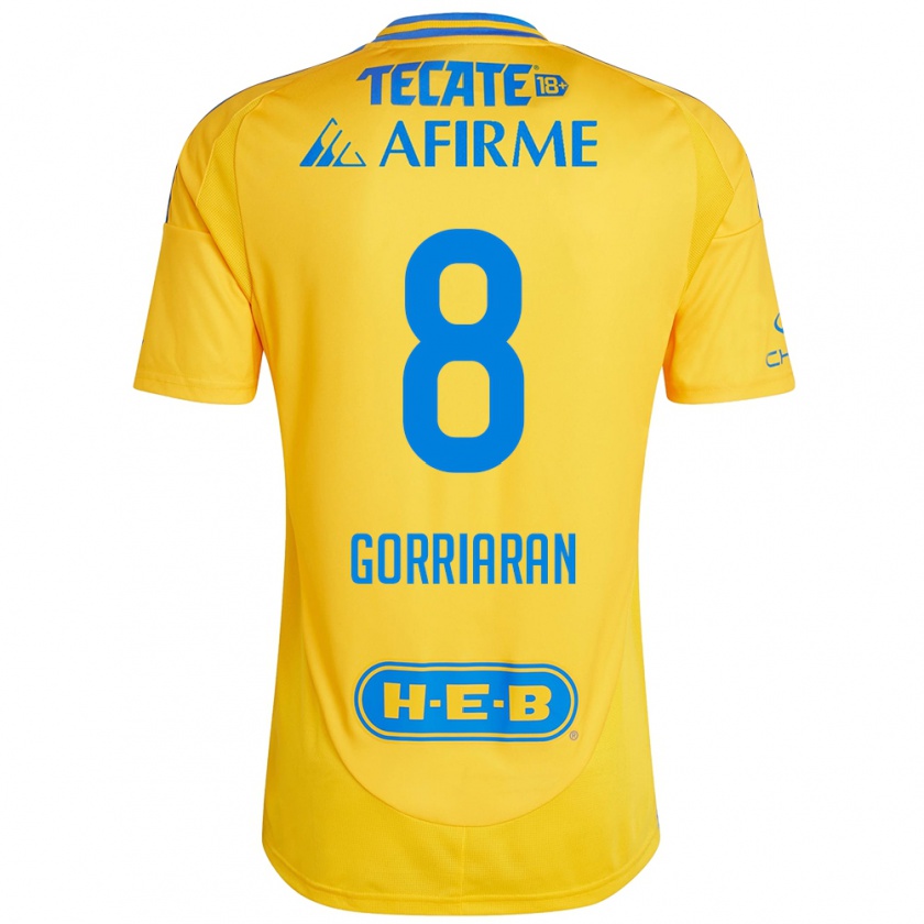 Kandiny Heren Fernando Gorriarán #8 Goud Geel Thuisshirt Thuistenue 2024/25 T-Shirt