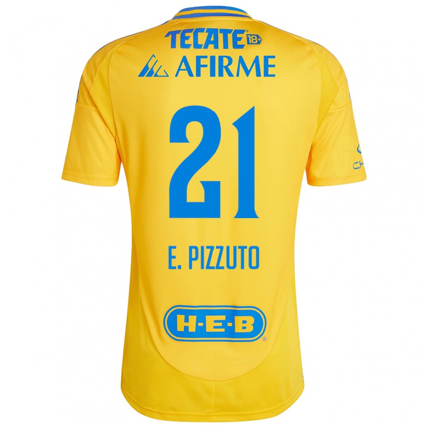 Kandiny Hombre Camiseta Eugenio Pizzuto #21 Oro Amarillo 1ª Equipación 2024/25 La Camisa