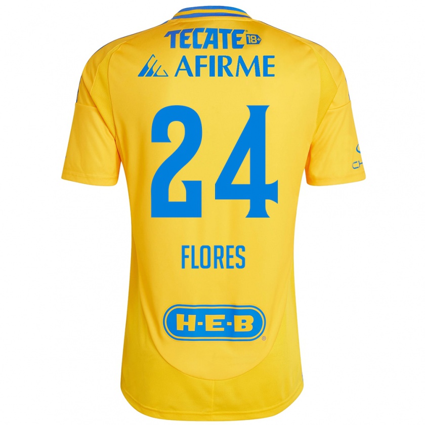 Kandiny Hombre Camiseta Marcelo Flores #24 Oro Amarillo 1ª Equipación 2024/25 La Camisa