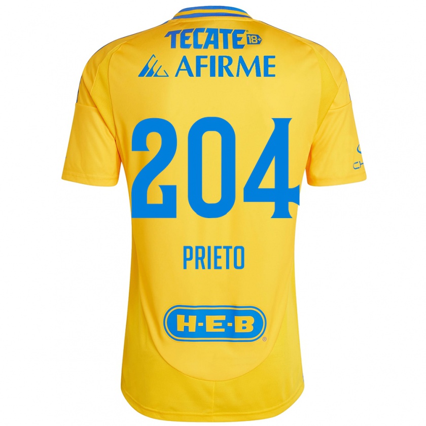 Kandiny Hombre Camiseta Leonel Prieto #204 Oro Amarillo 1ª Equipación 2024/25 La Camisa