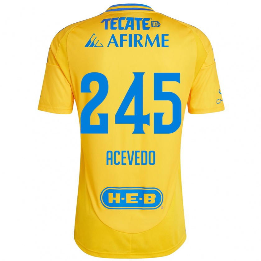 Kandiny Uomo Maglia Kevin Acevedo #245 Oro Giallo Kit Gara Home 2024/25 Maglietta