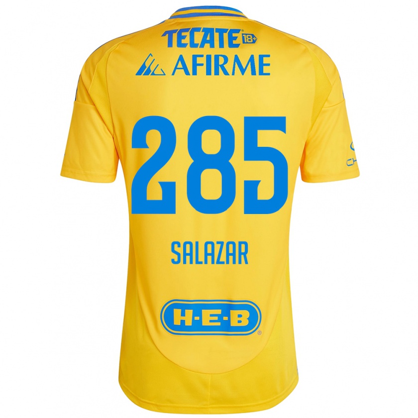 Kandiny Hombre Camiseta Bryan Salazar #285 Oro Amarillo 1ª Equipación 2024/25 La Camisa