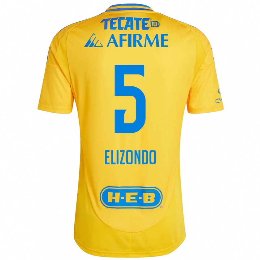 Kandiny Hombre Camiseta Fernanda Elizondo #5 Oro Amarillo 1ª Equipación 2024/25 La Camisa