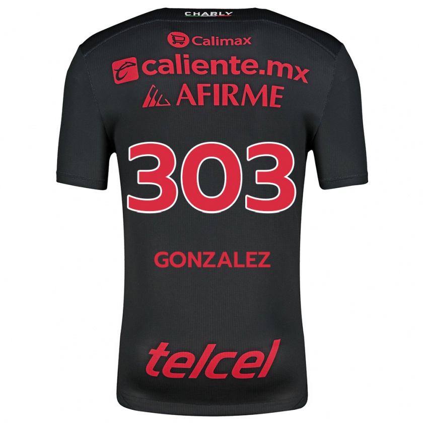 Kandiny Heren Osmar González #303 Zwart Rood Thuisshirt Thuistenue 2024/25 T-Shirt België