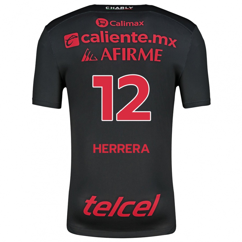 Kandiny Hombre Camiseta Melissa Herrera #12 Negro Rojo 1ª Equipación 2024/25 La Camisa