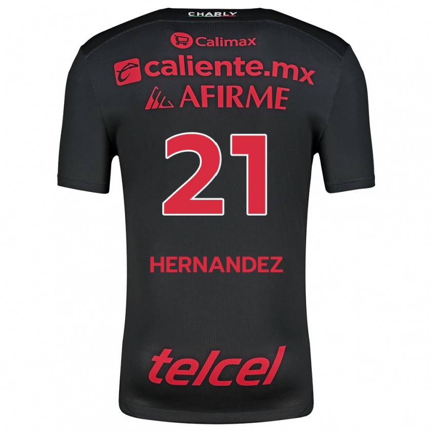 Kandiny Hombre Camiseta Inglis Hernández #21 Negro Rojo 1ª Equipación 2024/25 La Camisa