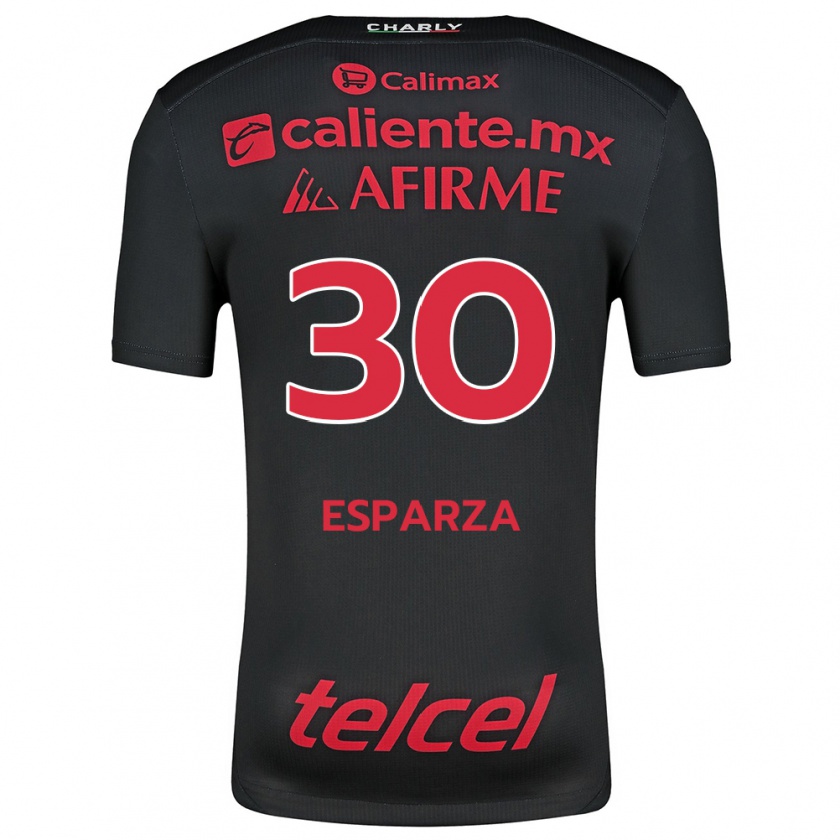 Kandiny Hombre Camiseta Litzy Esparza #30 Negro Rojo 1ª Equipación 2024/25 La Camisa