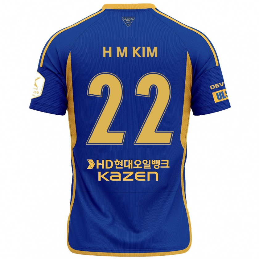 Kandiny Heren Min-Hyuk Kim #22 Blauw Geel Thuisshirt Thuistenue 2024/25 T-Shirt