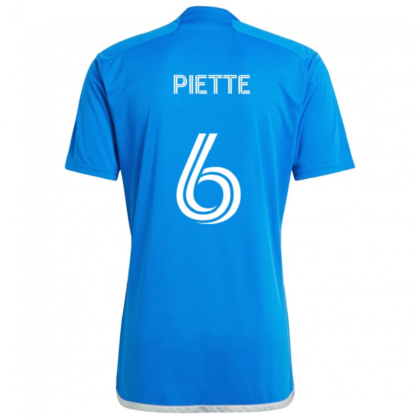 Kandiny Hombre Camiseta Samuel Piette #6 Azul Blanco 1ª Equipación 2024/25 La Camisa