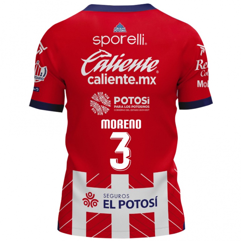 Kandiny Hombre Camiseta Iker Moreno #3 Rojo Blanco 1ª Equipación 2024/25 La Camisa México