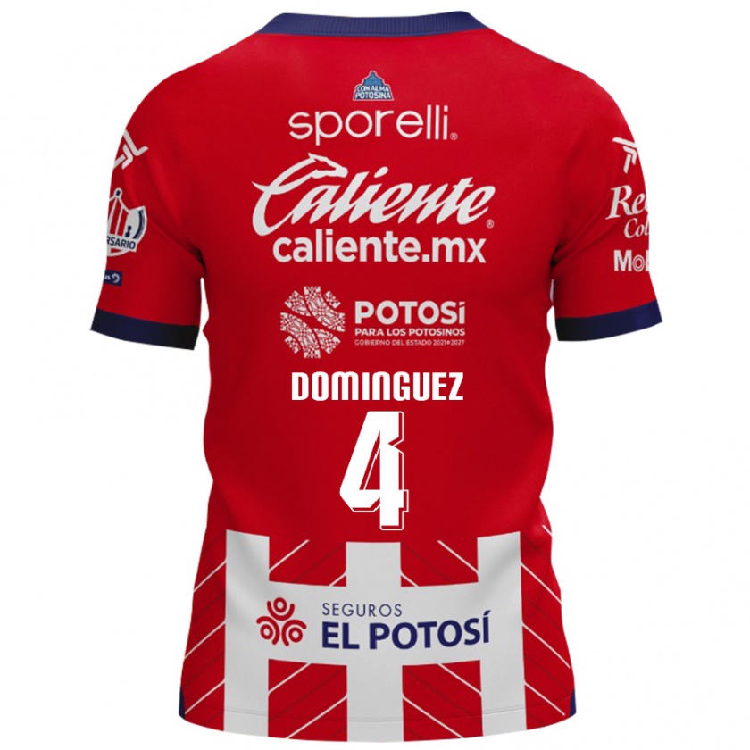 Kandiny Uomo Maglia Julio César Domínguez #4 Rosso Bianco Kit Gara Home 2024/25 Maglietta