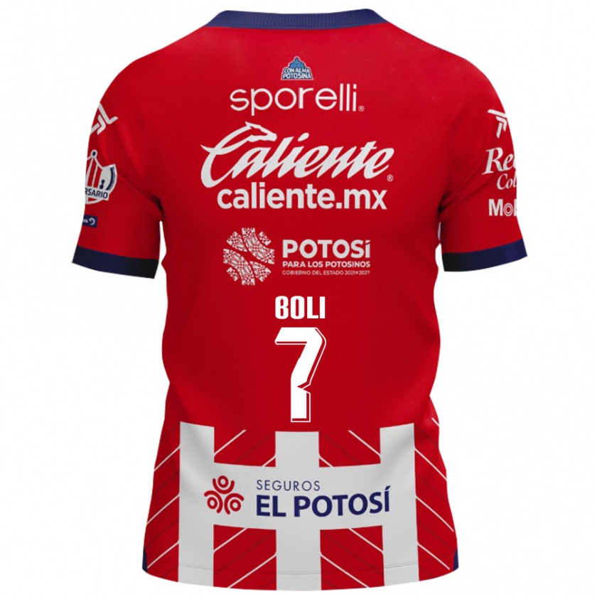 Kandiny Hombre Camiseta Franck Boli #7 Rojo Blanco 1ª Equipación 2024/25 La Camisa México