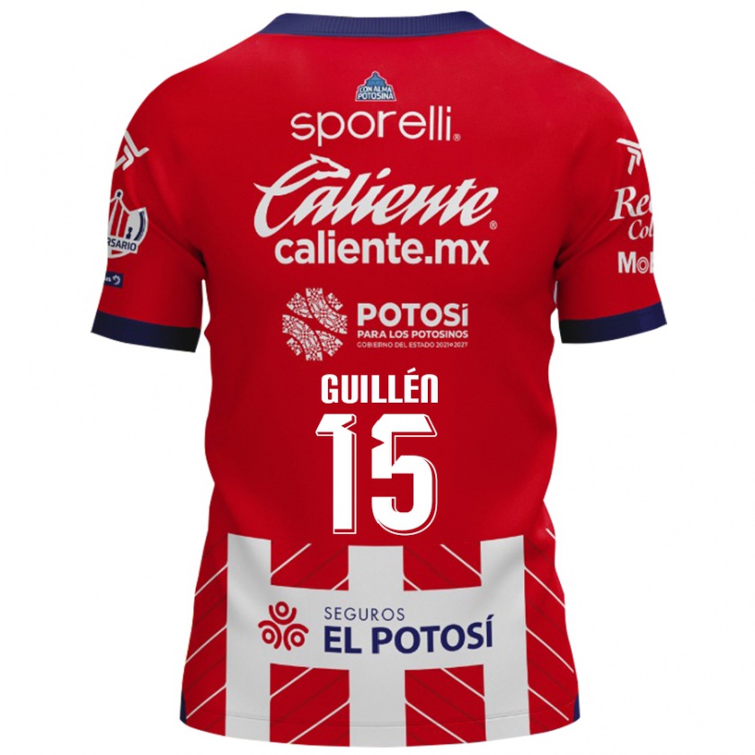 Kandiny Hombre Camiseta Daniel Guillén #15 Rojo Blanco 1ª Equipación 2024/25 La Camisa México