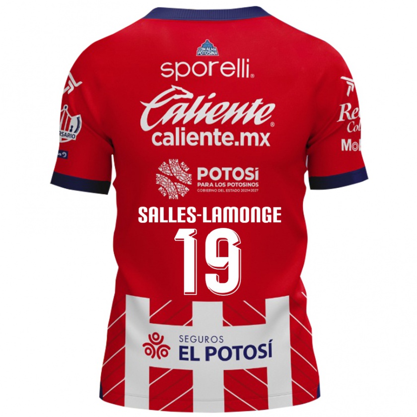 Kandiny Hombre Camiseta Sébastien Salles-Lamonge #19 Rojo Blanco 1ª Equipación 2024/25 La Camisa México