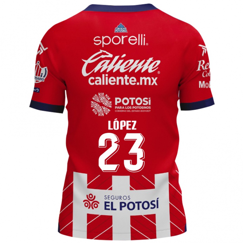 Kandiny Uomo Maglia César López #23 Rosso Bianco Kit Gara Home 2024/25 Maglietta