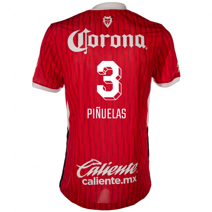 Kandiny Hombre Camiseta Fernando Piñuelas #3 Rojo Blanco 1ª Equipación 2024/25 La Camisa