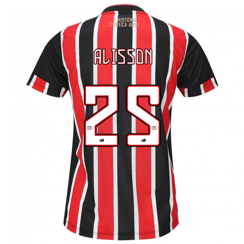 Kandiny Uomo Maglia Alisson #25 Nero Rosso Bianco Kit Gara Away 2024/25 Maglietta