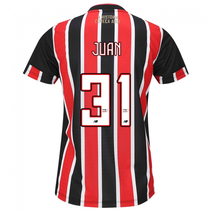 Kandiny Uomo Maglia Juan #31 Nero Rosso Bianco Kit Gara Away 2024/25 Maglietta