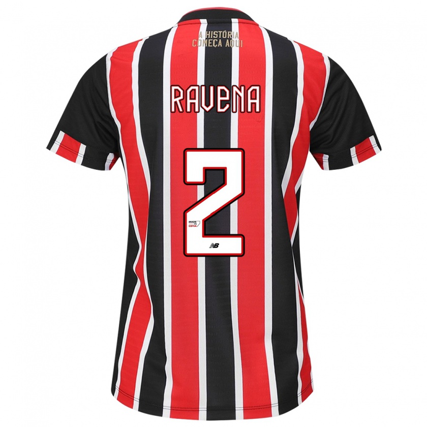 Kandiny Uomo Maglia Ravena #2 Nero Rosso Bianco Kit Gara Away 2024/25 Maglietta