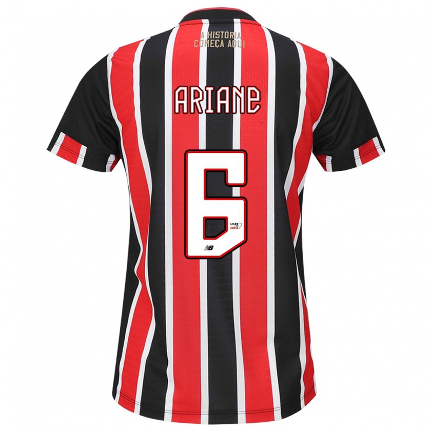 Kandiny Uomo Maglia Ariane #6 Nero Rosso Bianco Kit Gara Away 2024/25 Maglietta