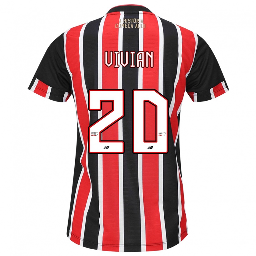 Kandiny Uomo Maglia Vivian #20 Nero Rosso Bianco Kit Gara Away 2024/25 Maglietta