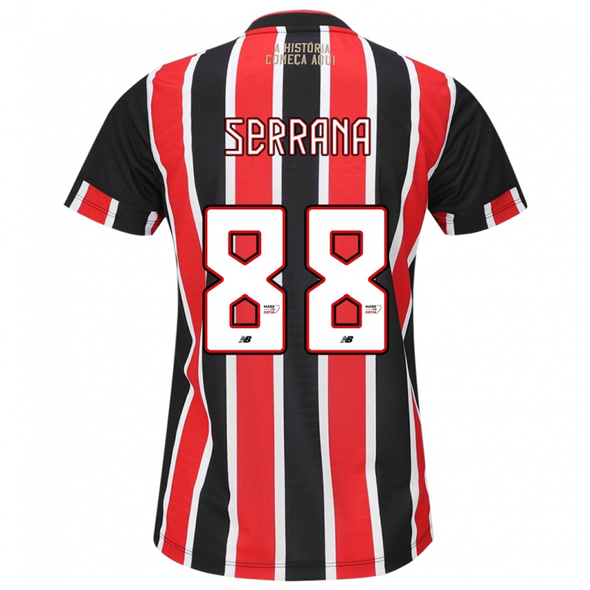 Kandiny Uomo Maglia Serrana #88 Nero Rosso Bianco Kit Gara Away 2024/25 Maglietta