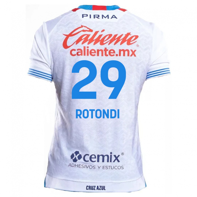 Kandiny Hombre Camiseta Carlos Rotondi #29 Blanco Azul 2ª Equipación 2024/25 La Camisa