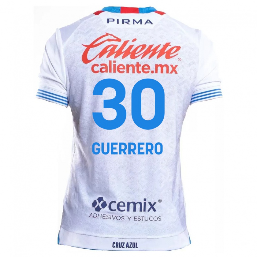 Kandiny Hombre Camiseta Rafael Guerrero #30 Blanco Azul 2ª Equipación 2024/25 La Camisa