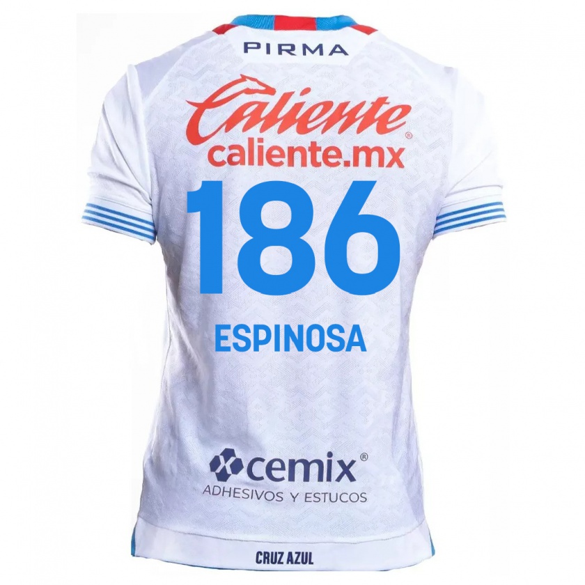 Kandiny Hombre Camiseta Brandón Espinosa #186 Blanco Azul 2ª Equipación 2024/25 La Camisa