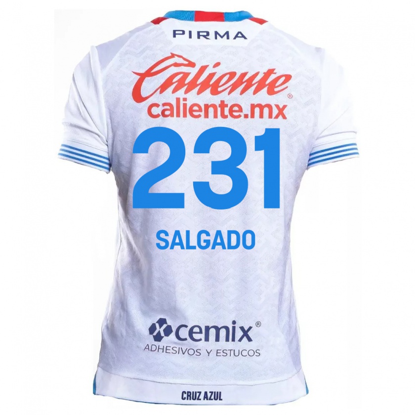 Kandiny Hombre Camiseta Bruno Salgado #231 Blanco Azul 2ª Equipación 2024/25 La Camisa