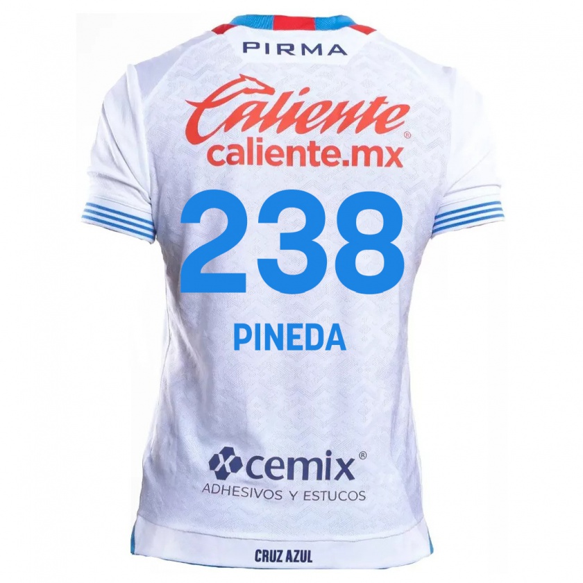 Kandiny Hombre Camiseta Zadiel Pineda #238 Blanco Azul 2ª Equipación 2024/25 La Camisa México