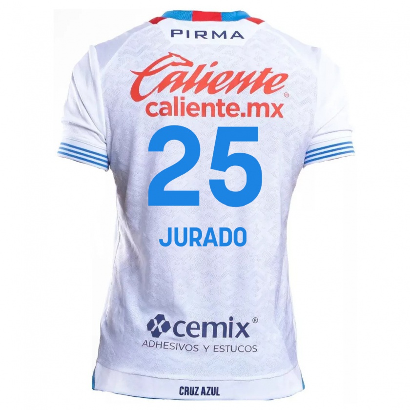 Kandiny Uomo Maglia Sebastián Jurado #25 Bianco Blu Kit Gara Away 2024/25 Maglietta