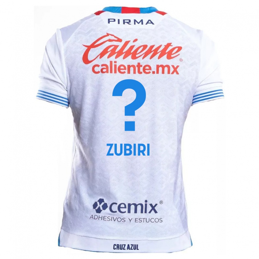 Kandiny Uomo Maglia Alan Zubiri #0 Bianco Blu Kit Gara Away 2024/25 Maglietta