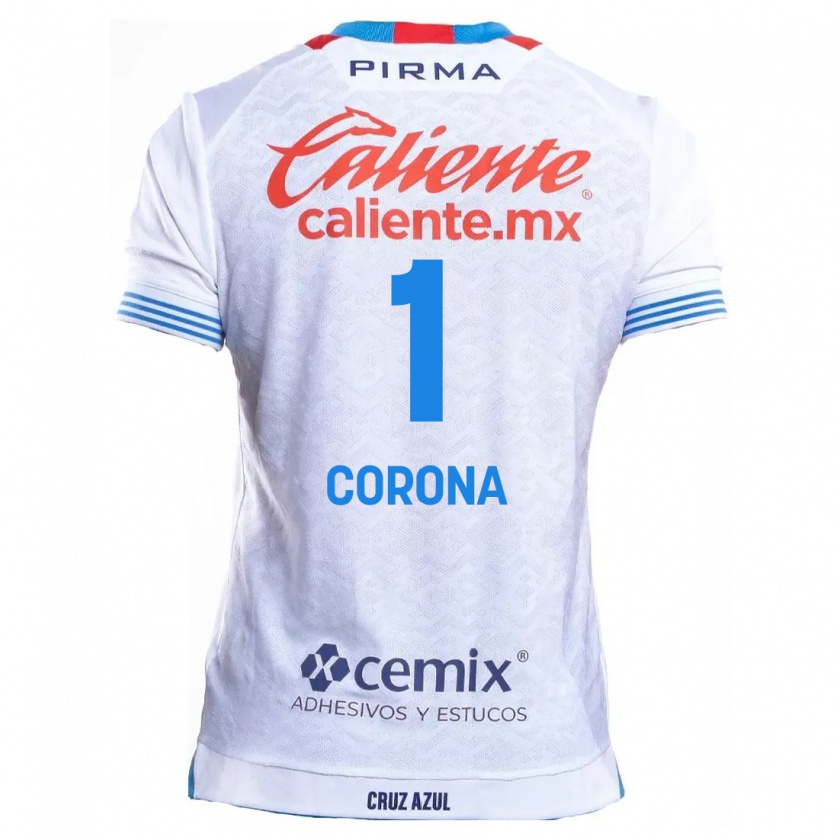 Kandiny Hombre Camiseta Jose De Jesus Corona #1 Blanco Azul 2ª Equipación 2024/25 La Camisa