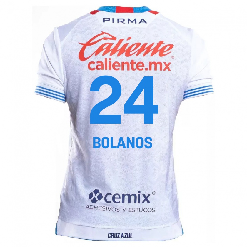 Kandiny Hombre Camiseta Jatziry Bolanos #24 Blanco Azul 2ª Equipación 2024/25 La Camisa