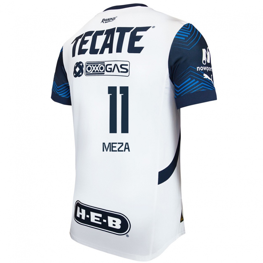 Kandiny Hombre Camiseta Maximiliano Meza #11 Blanco Azul 2ª Equipación 2024/25 La Camisa México