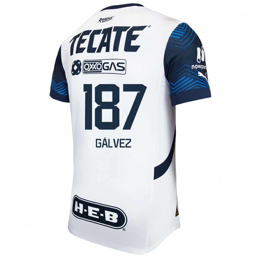 Kandiny Uomo Maglia Omar Gálvez #187 Bianco Blu Kit Gara Away 2024/25 Maglietta