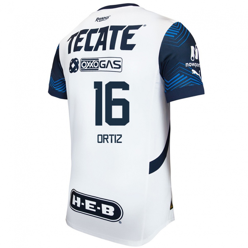 Kandiny Hombre Camiseta Celso Ortiz #16 Blanco Azul 2ª Equipación 2024/25 La Camisa México