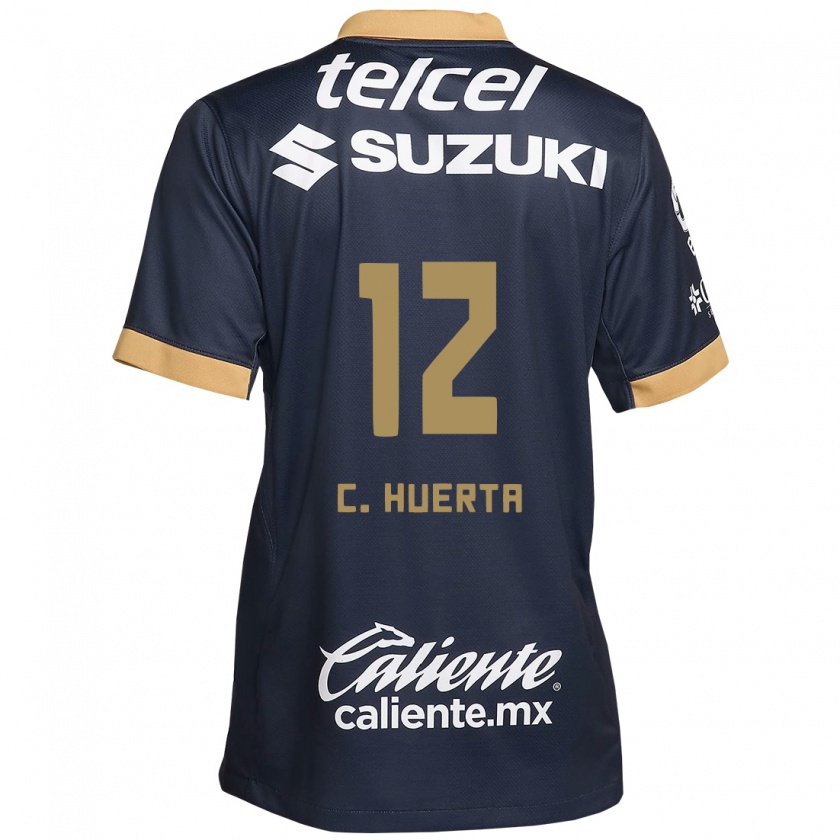 Kandiny Uomo Maglia César Huerta #12 Ossidiana Oro Bianco Kit Gara Away 2024/25 Maglietta