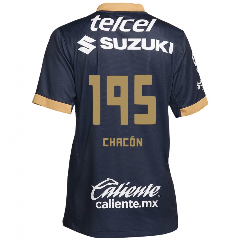 Kandiny Heren Eduardo Chacón #195 Obsidiaan Goud Wit Uitshirt Uittenue 2024/25 T-Shirt België