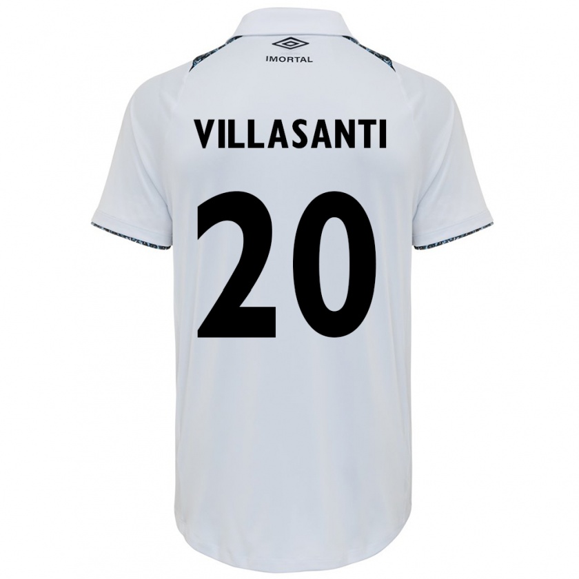 Kandiny Hombre Camiseta Mathías Villasanti #20 Blanco Azul 2ª Equipación 2024/25 La Camisa