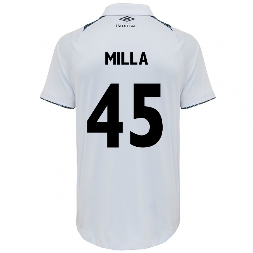 Kandiny Hombre Camiseta Lucas Milla #45 Blanco Azul 2ª Equipación 2024/25 La Camisa