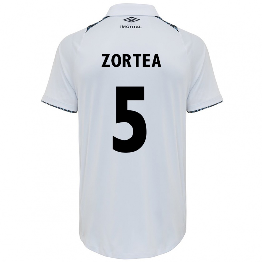 Kandiny Hombre Camiseta Bernardo Zortea #5 Blanco Azul 2ª Equipación 2024/25 La Camisa